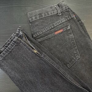 Vintage Jeans 80s Gitano Women 10 26x28 Black 100% Cotton Ankle Zipper Tapered